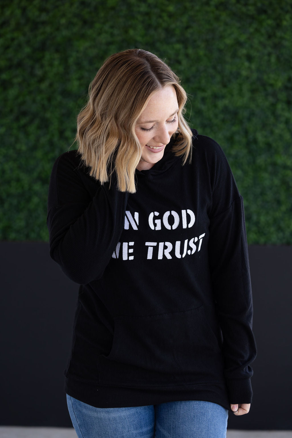 Corrine Embroidered Hoodie - In God We Trust